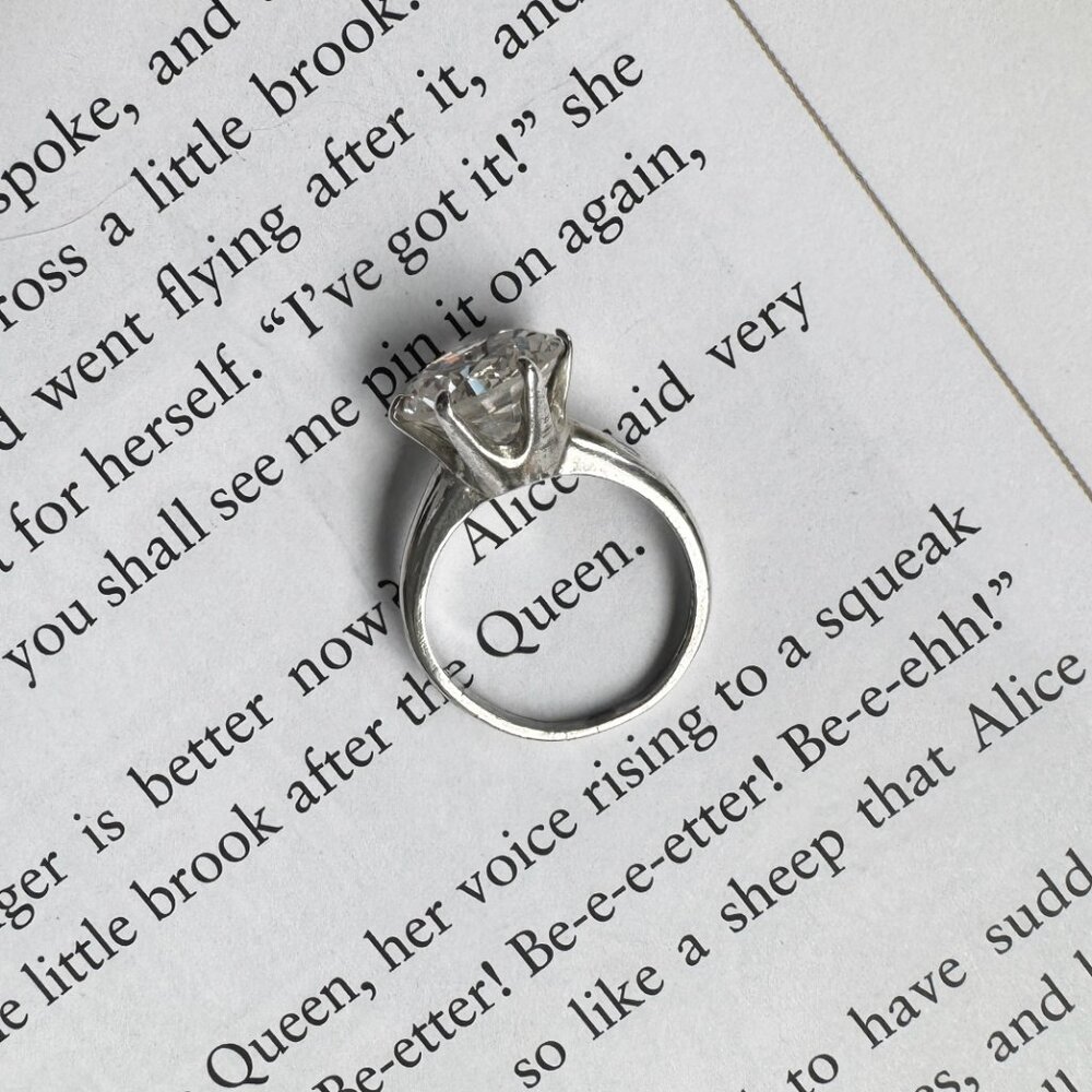 Sterling Silver Solitaire Ring Size 5 Classic Vin… - image 6